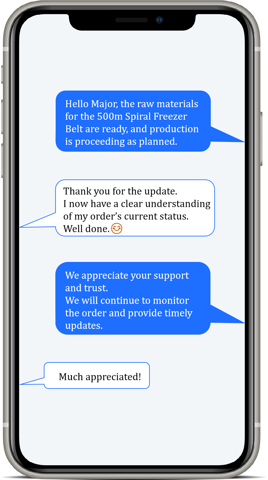 conveyor belt follow up on shipments online