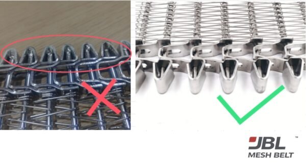 JBL Mesh Belt side-driven belt inspection: electropolish mark and clean finish