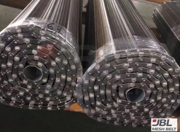 JBL Mesh Belt chain-driven belt rolled and wrapped for shipment